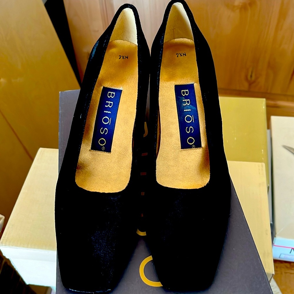 Brioso black velvet pump.